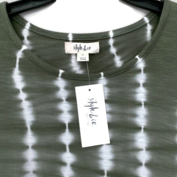 NWT Style & Co Women's Green Ruffle Hem Tie Dyed Top PL - Picture 3 of 7